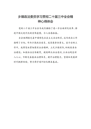 乡镇政法委员学习贯彻二十届三中全会精神心得体会.docx