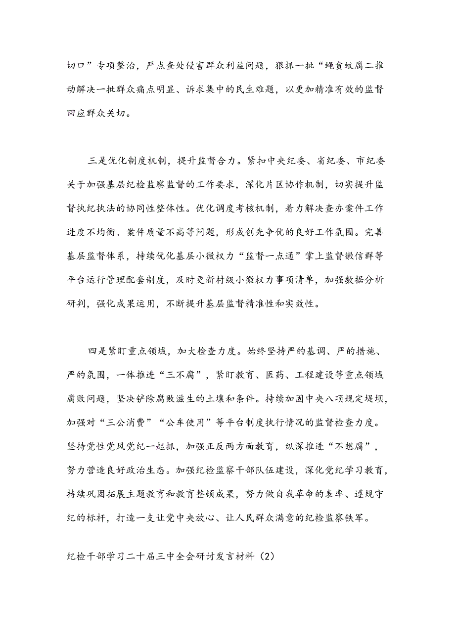 （10篇）纪检干部学习二十届三中全会研讨发言材料.docx_第2页
