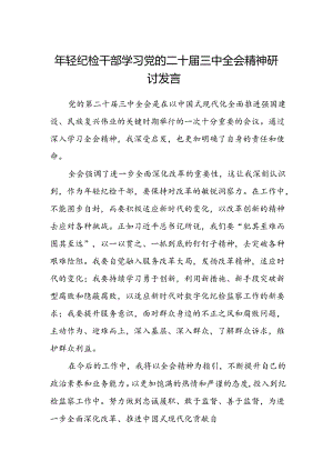 年轻纪检干部学习党的二十届三中全会精神研讨发言.docx