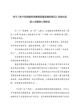 2024年学习《关于促进服务消费高质量发展的意见》心得体会.docx