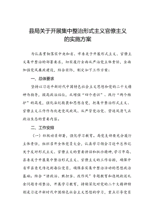 县局关于开展集中整治形式主义官僚主义的实施方案.docx
