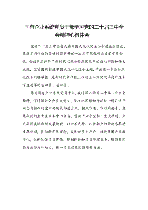 国有企业系统党员干部学习党的二十届三中全会精神心得体会.docx