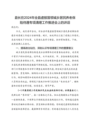 县长在2024年全县虚报冒领城乡居民养老保险待遇专项清理工作推进会上的讲话.docx