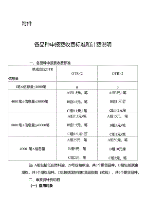 上海国际能源交易中心各品种申报费收费标准和计费说明.docx
