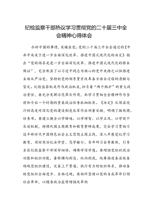 纪检监察干部热议学习贯彻党的二十届三中全会精神心得体会.docx