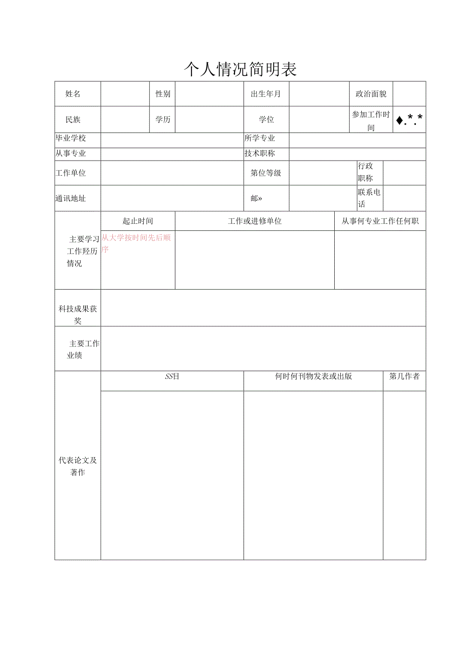 厦门市卫生局专业技术人员考核表.docx_第1页