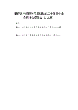 银行客户经理学习贯彻党的二十届三中全会精神心得体会7篇（精选版）.docx