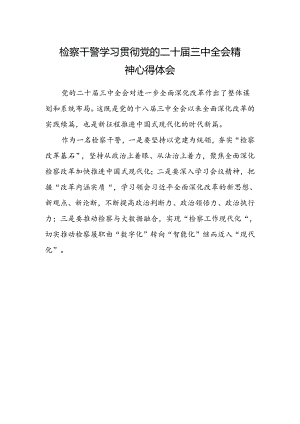 检察干警学习贯彻党的二十届三中全会精神心得体会.docx