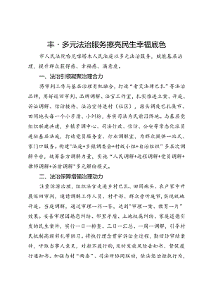 汇报发言：丰富多元法治服务 擦亮民生幸福底色.docx