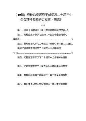 （10篇）纪检监察领导干部学习二十届三中全会精神专题研讨发言（精选）.docx
