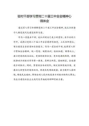 驻村干部学习贯彻二十届三中全会精神心得体会.docx