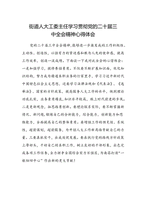 街道人大工委主任学习贯彻党的二十届三中全会精神心得体会.docx
