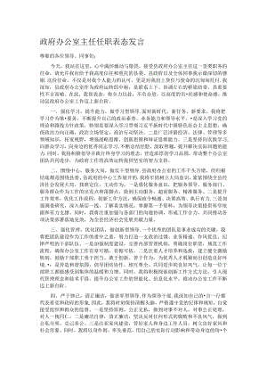政府办公室主任任职表态发言.docx