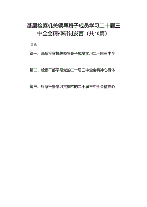 （10篇）基层检察机关领导班子成员学习二十届三中全会精神研讨发言（精选）.docx