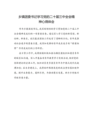 乡镇团委书记学习党的二十届三中全会精神心得体会.docx