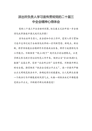 派出所负责人学习宣传贯彻党的二十届三中全会精神心得体会.docx