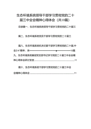 （10篇）生态环境系统领导干部学习贯彻党的二十届三中全会精神心得体会汇编.docx