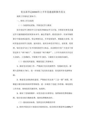 党支部书记XXXX年上半年党建述职报告范文.docx