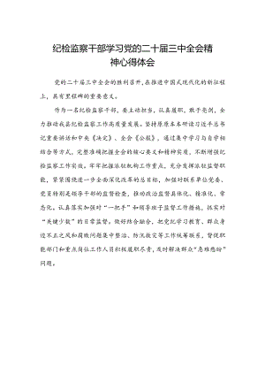 纪检监察干部学习党的二十届三中全会精神心得体会.docx
