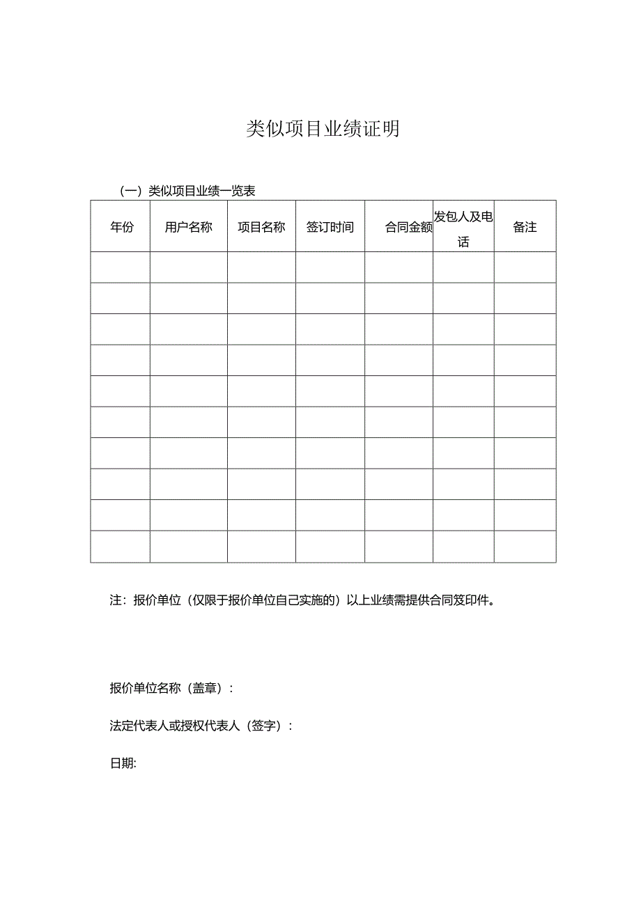 参与项目遴选类似项目业绩一览表模板.docx_第1页
