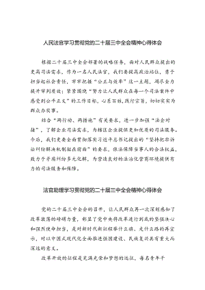 人民法官学习贯彻党的二十届三中全会精神心得体会8篇（详细版）.docx