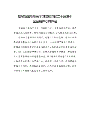 基层派出所所长学习贯彻党的二十届三中全会精神心得体会.docx