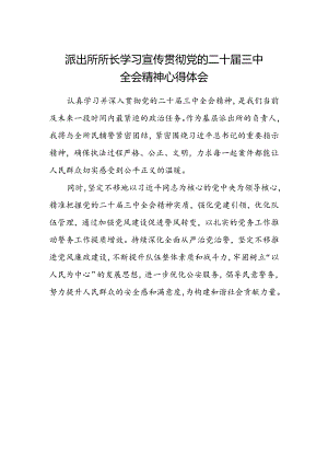 派出所所长学习宣传贯彻党的二十届三中全会精神心得体会范文.docx