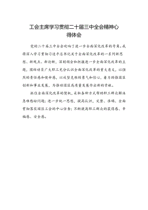 工会主席学习贯彻二十届三中全会精神心得体会.docx