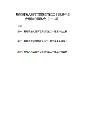 基层司法人员学习贯彻党的二十届三中全会精神心得体会（共12篇）.docx