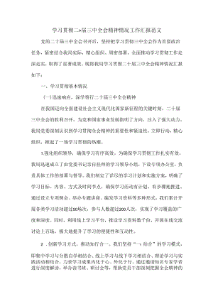 学习贯彻二十届三中全会精神情况工作汇报范文.docx