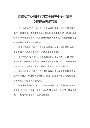 街道党工委书记学习二十届三中全会精神心得体会研讨发言.docx