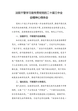 法院干警学习宣传贯彻党的二十届三中全会精神心得体会范文.docx