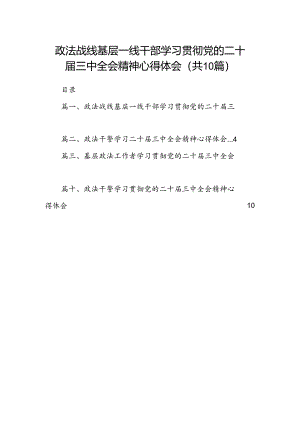 政法战线基层一线干部学习贯彻党的二十届三中全会精神心得体会（共10篇）.docx