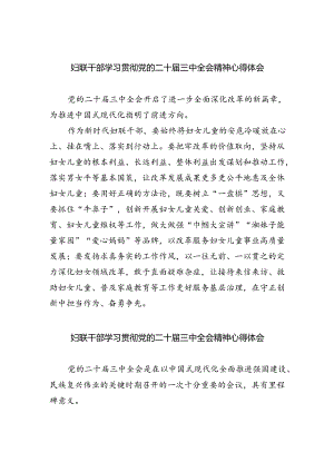 妇联干部学习贯彻党的二十届三中全会精神心得体会8篇（最新版）.docx