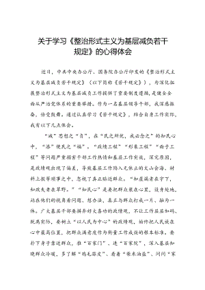 关于《整治形式主义为基层减负若干规定》的学习感悟.docx