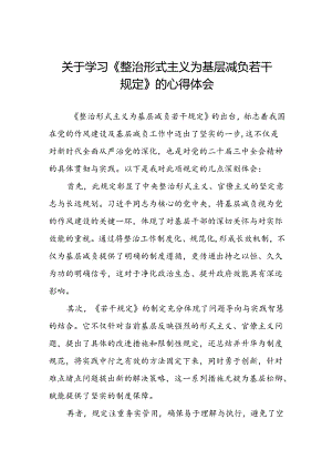 基层干部学习《整治形式主义为基层减负若干规定》的心得体会四篇.docx