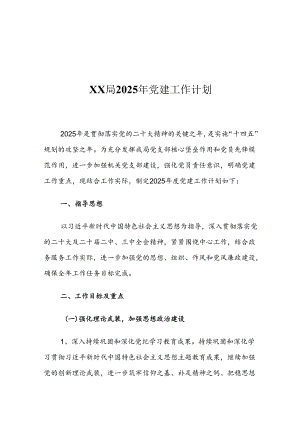 XX局2025年党建工作计划.docx