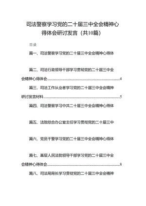 （10篇）司法警察学习党的二十届三中全会精神心得体会研讨发言（详细版）.docx