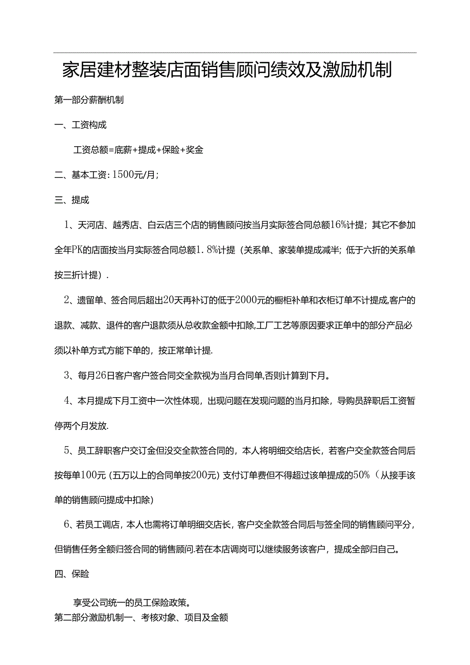 家居建材整装店面销售顾问绩效及激励机制.docx_第1页