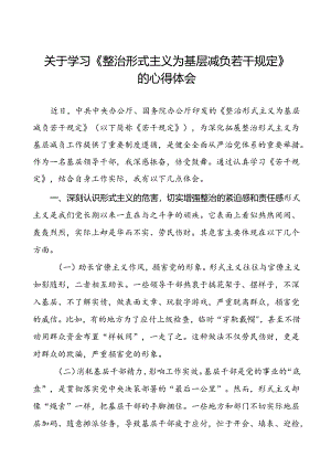 《整治形式主义为基层减负若干规定》学习心得十篇.docx