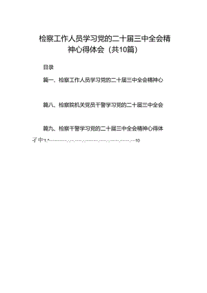 检察工作人员学习党的二十届三中全会精神心得体会十篇（精选）.docx