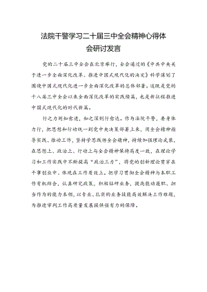法院干警学习二十届三中全会精神心得体会研讨发言.docx