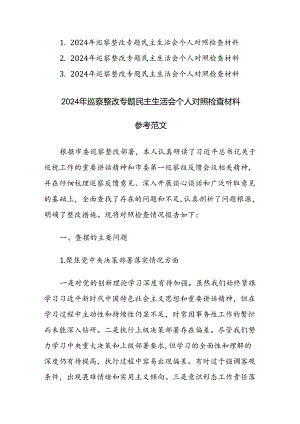 2024年巡察整改专题民主生活会个人“聚焦四个方面”对照检查材料范文3篇.docx