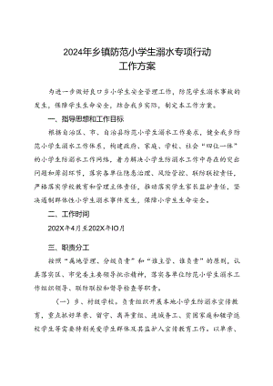 2024年乡镇防范小学生溺水专项行动工作方案.docx