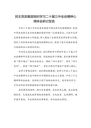 民主党派基层组织学习二十届三中全会精神心得体会研讨发言.docx