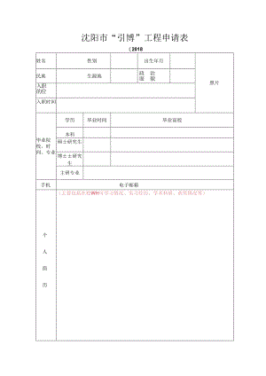 沈阳市省派选调生信息采集表.docx