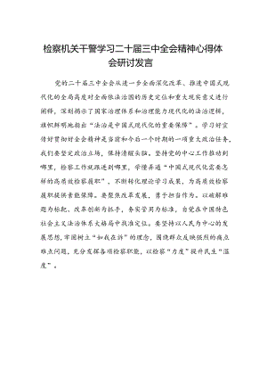 检察机关干警学习二十届三中全会精神心得体会研讨发言.docx
