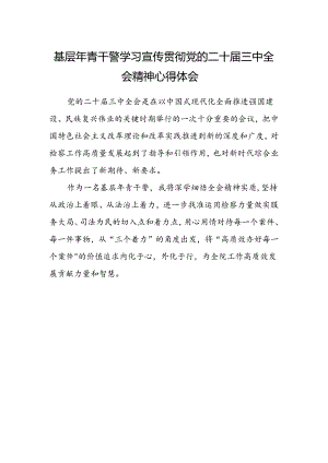 基层年青干警学习宣传贯彻党的二十届三中全会精神心得体会.docx