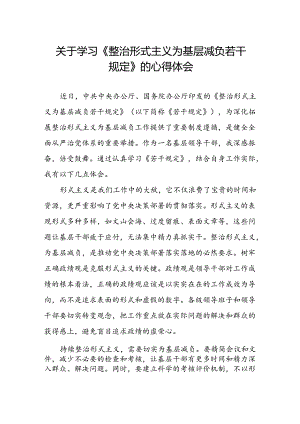 关于《整治形式主义为基层减负若干规定》的学习心得体会.docx