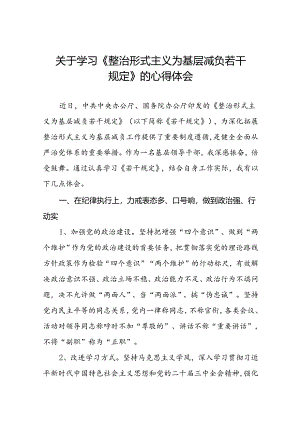 关于学习《整治形式主义为基层减负若干规定》研讨发言材料七篇.docx